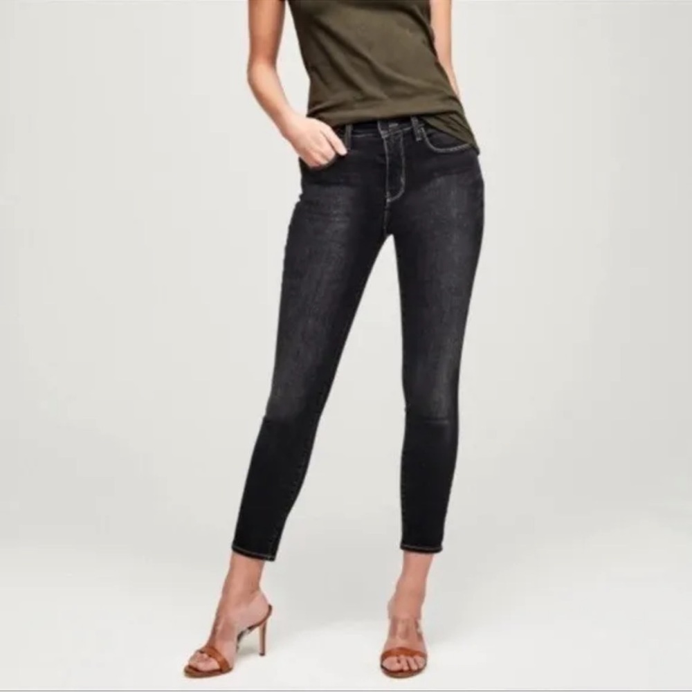 L'Agence Margot Skinny High Rise Jeans Faded Carbon Black Size 25 8816